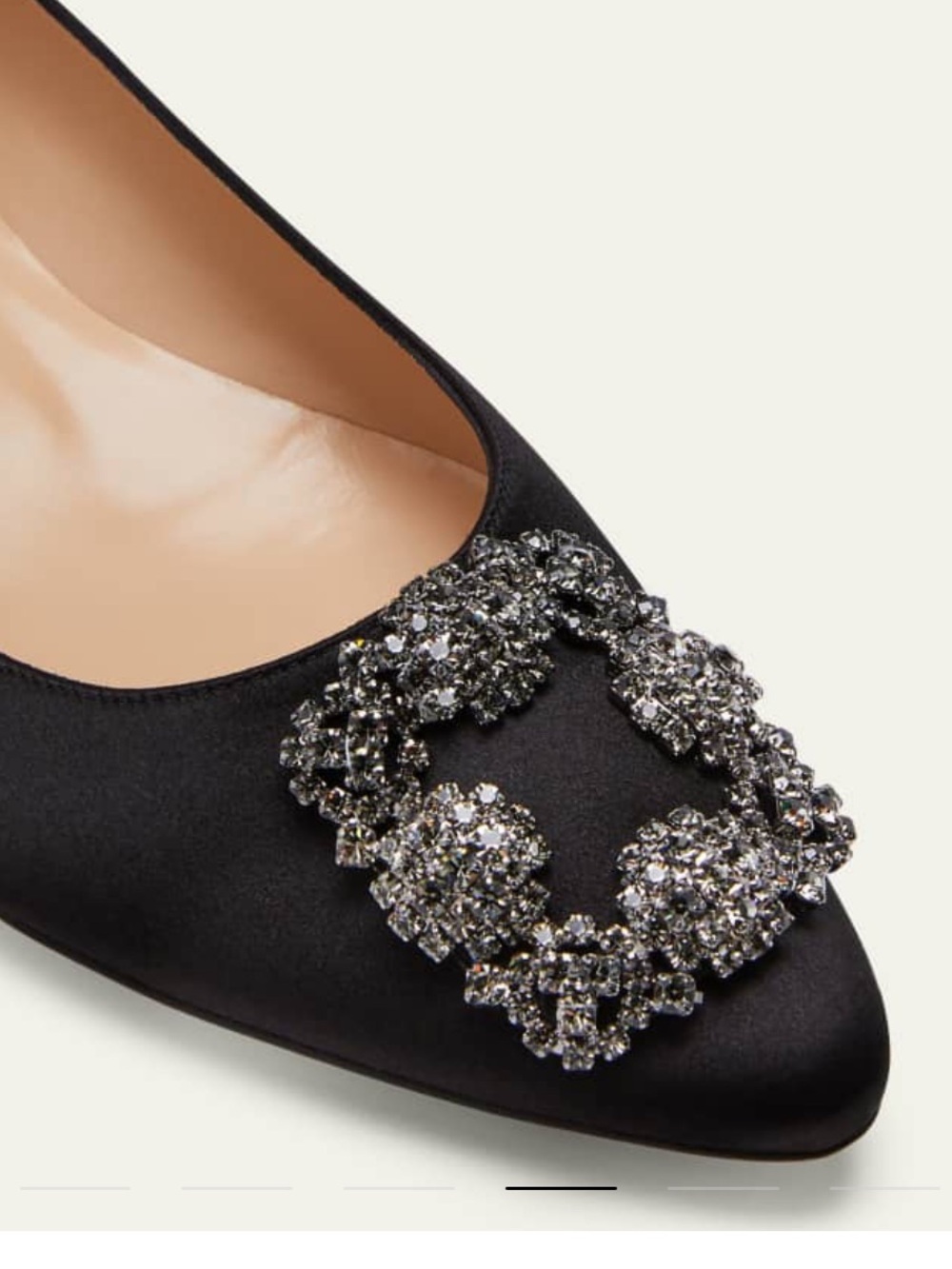 AUTH Manolo Blahnik Black Satin Hangisi Flat with Crystal Buckle